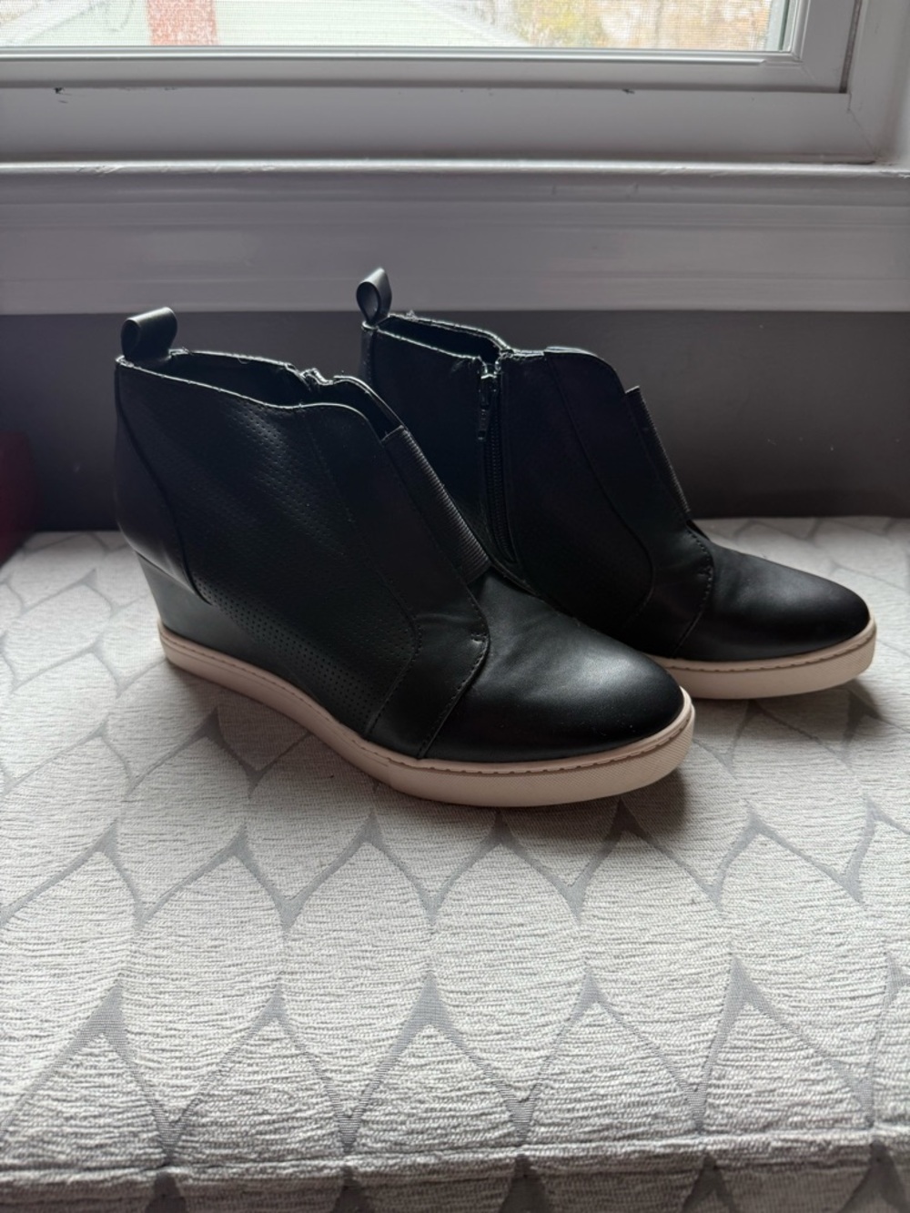 Women's Black Wedge Sneaker Ankle Booties - Sleek Casual Style